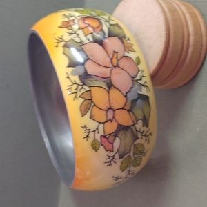 Vintage 60s Polka Dot Enameled Bangle Bracelet